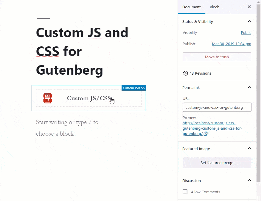 Head JavaScript with Custom JS & CSS